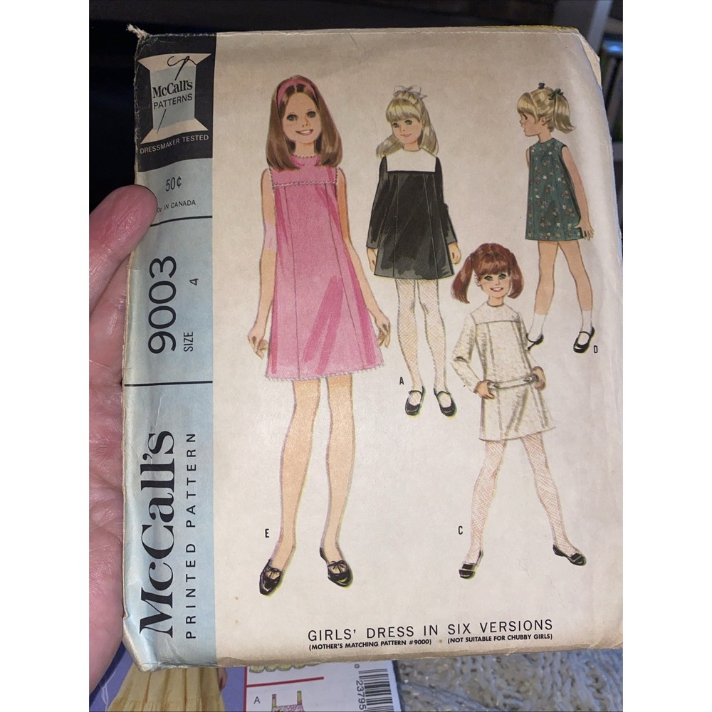 1967 Vintage MCCALL'S Sewing Pattern 9003 Girls' Dress 6 Versions Size 4 CUT